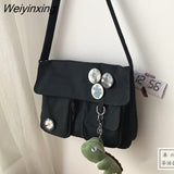 Weiyinxing Women Canvas Shoulder Bags For Youth Casual Ladies Large Capacity Crossbody Bags Solid Handbags Messenger Bags for Women