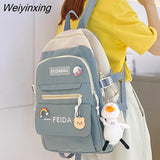 Weiyinxing Laptop Female Book Bag Fashion Cute Women Backpack School Ladies Cool Harajuku Bag Girl Nylon Kawaii Backpack Waterproof