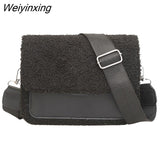 Weiyinxing MANTANG New Winter Wool Shoulder Bag Plush Messenger Bags for Women Brand Designer Handbags and Purses Ladies Crossbody Bag