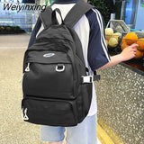 Weiyinxing Capacity Grid College Nylon Backpack Ladies Travel Backpack Multi Pocket Laptop Bag for Girls Cute Student School Bag