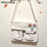 Weiyinxing Canvas Messenger Bag Women Large Capacity Crossbody Bags Outdoor School Student Book Computer Laptop Shoulder Bag