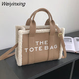 Weiyinxing Bag for Women Winter Designer Lamb Wool PU Fashion Letters Handbags Women's Luxury Shoulder Crossbody Bags Handbag Totes