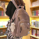 Weiyinxing Solid Color Big Student Backpack Rucksack Girl School Bag High Capacity Women Backpack Female Cute Leisure Travel Mochila