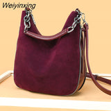 Weiyinxing Large Capacity Suede Female Handbags Women Bags High Quality Women Shoulder Bag Vintage Soft Leather Messenger Totes bag