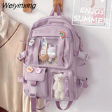 Weiyinxing Cute Women Multi-Pocket Nylon Backpack Ins Junior High School Student School Bag Female Girl Backpack Laptop Book