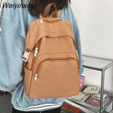 Weiyinxing Fashion Waterproof College Large-capacity Backpack Women Female Travel Solid Color Backpacks Teenage Girl School Bag Mochila