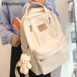Weiyinxing Bag Multifunction Double Zipper Women Backpack Teenager Girl Laptop Backpack Student Shoulder Bag Korean Style Schoolbag