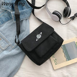 Weiyinxing For Women 2023 Casual Collage Student Messenger Bag Women Small Bag Canvas Shoulder Celestial Print Crossbody Bag Bolsas Sac