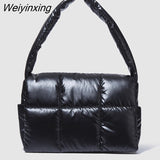 Weiyinxing Padded Women Shoulder Bags Designer Brand Quilted Handbag Luxury Pu Space Cotton Crossbody Bag Large Tote Winter 2023