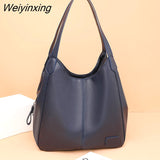 Weiyinxing Layer Large Capacity Soft Leather Shoulder Crossbody Bag For Women 2023 Vintage Laidies Handbags Designer Female Messenger Sac
