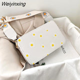 Weiyinxing Women's Bag Daisy Pattern Shoulder Bag Handbag Printed Small Square Bag Tote Classic Elegant Crossbody Shoulder Bag