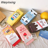 Weiyinxing Women Crossbody Bag PU Leather Pack Chic Cartoon Milk Box Shape Adjustable Shoulder Strap Magnetic Buckle Waterproof Handbag