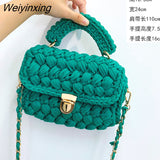 Weiyinxing Rope Woven Women Handbags Designer Knitting Chains Shoulder Crossbody Bag Casual Lady Hand Bags Small Flap Purses 2023