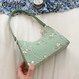 Weiyinxing Lace Floral Stitching Shoulder Bag for Women 2023 Soft PU Leather Underarm Bags Beach Travel Handbag Girls Small Tote Bag