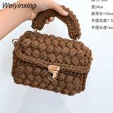 Weiyinxing Rope Woven Women Handbags Designer Knitting Chains Shoulder Crossbody Bag Casual Lady Hand Bags Small Flap Purses 2023
