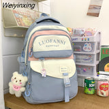 Weiyinxing Letter Printing Waterproof Nylon Women Backpack Female Multiple Pockets Cool Travel Book Bag Teenage Girl Big Schoolbag