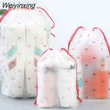 Weiyinxing L Cloth Bag Waterproof Drawstring Bags for Packing Kids Girls String Bag for Replaceable Shoes Storage Cute Pouch Rope Bag