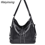 Weiyinxing Women Leather Luxury Handbags Soft Large Capacity Casual Tote Bags High Quality Female Leather Shoulder Bags Female Sac