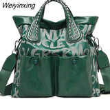 Weiyinxing Fashion Rivet Letter Leather Women Handbag Luxury Brand Women Shoulder Bags Luxury Large Totes Designer Female Messenger bag