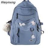 Weiyinxing Solid Color Big Student Backpack Rucksack Girl School Bag High Capacity Women Backpack Female Cute Leisure Travel Mochila