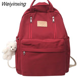 Weiyinxing Multifunction Double Zipper Women Backpack Teenager Girls Laptop Backpack Student Shoulder Bag Korean Style School Bag