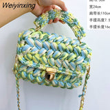 Weiyinxing Rope Woven Women Handbags Designer Knitting Chains Shoulder Crossbody Bag Casual Lady Hand Bags Small Flap Purses 2023