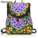 Weiyinxing National embroidery women shopping cover backpacks!Nice floral embroidered lady Bohemian Backrack Top-sale canvas backpack