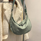 Weiyinxing Women's Fashion Handbags Retro Solid Color Crossbody Bag PU Leather Underarm Hobos Bag Casual Female Tote Canvas Shoulder Bags