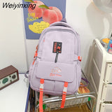 Weiyinxing Pocket Embroidered Waterproof Nylon Women Backpack Female Large Capacity Insert Buckle Travel Bag Teenage Girls Schoolbag