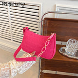 Weiyinxing Women Handbag Solid Color Casual Mini Underarm Bag New Female Chain Shoulder Pouch Hot sale Ladies felt Tote bag