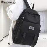 Weiyinxing Large Capacity Student Backpack High Quality Boy Girl Casual Schoolbag Nylon Waterproof Book Pack Travel Bag Solid Color