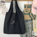 Weiyinxing Bag Canvas Bag Schoolbag Female Large Capacity Youth Solid Color Shoulder Bag Girls' Multi-functional Bags