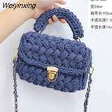 Weiyinxing Rope Woven Women Handbags Designer Knitting Chains Shoulder Crossbody Bag Casual Lady Hand Bags Small Flap Purses 2023