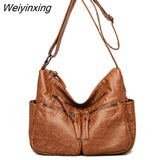 Weiyinxing Solid Color Soft Leather Shoulder Bags for Women Designer Large Capacity Handbags Women Bags Fashion Female Crossbody Sac