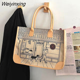 Weiyinxing Bags Women's High Capacity Tote Bag Single Shoulder Bag Underarm Bag Square Handbag Women Beach Bag Splicing Design