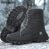Weiyinxing Winter Work Boots Womens Shoes Comfort Waterproof Cotton Shoes Female Plus Warm Couple Snow Boots Outdoor Size 46 Black