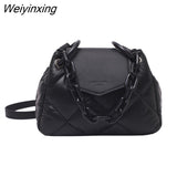 Weiyinxing Bag 2023 PU Leather Quilted Padded Women's Designer Handbag Luxury Brand Chain Shoulder Crossbody Bags Bolsos Bandolera