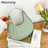 Weiyinxing Leather Women Luxury Designer Handbag Purses 2023 Fashion Vintage Double Zipper Half Moon Crescent Hobos Shoulder Bags