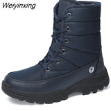 Weiyinxing Winter Work Boots Womens Shoes Comfort Waterproof Cotton Shoes Female Plus Warm Couple Snow Boots Outdoor Size 46 Black