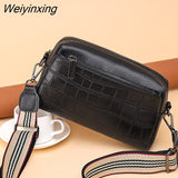 Weiyinxing Cowhide Crocodile Pattern Shoulder Messenger Bags For Women Ladies Vintage Handbags Casual Solid Shoulder Bags Crossbody Bag