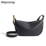 Weiyinxing Capacity Genuine Leather Shoulder Crossbody Bag for Women Fashion Solid Color Cow Genuine Women Handbag Luxury Ladies Tote