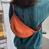 Weiyinxing Solid Color Chest Bag For Women Large Capacity Travel Crossbody Female Half Moon Belt Bag Ladies Daily Street Fanny Packs