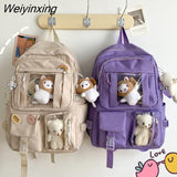 Weiyinxing Cute Women Multi-Pocket Nylon Backpack Ins Junior High School Student School Bag Female Girl Backpack Laptop Book