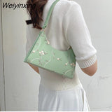 Weiyinxing Lace Floral Stitching Shoulder Bag for Women 2023 Soft PU Leather Underarm Bags Beach Travel Handbag Girls Small Tote Bag