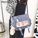 Weiyinxing Nylon Crossbody Bags for Women Solid Color Tote Shoulder Bag Large Capacity Youth Fashion Handbag Messenger Schoolbag