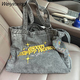 Weiyinxing Bags For Women Casual Denim Bags embroidery Female Shoulder Bag Pack Travel Zipper Handbag Tote Ladies Messenger Bag