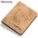 Weiyinxing Men Retro Frosted PU Wallet Two Folding Male Purse Credit Card Holder Solid Color Short Wallet Purse and Wallet