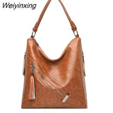 Weiyinxing Brand Soft Leather Ladies Messenger Bag High Capacity Tassel Handbag High Quality Girls Shoulder Bag New Fashion Tote Bag