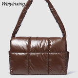 Weiyinxing Padded Women Shoulder Bags Designer Brand Quilted Handbag Luxury Pu Space Cotton Crossbody Bag Large Tote Winter 2023
