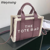 Weiyinxing Bag for Women Winter Designer Lamb Wool PU Fashion Letters Handbags Women's Luxury Shoulder Crossbody Bags Handbag Totes